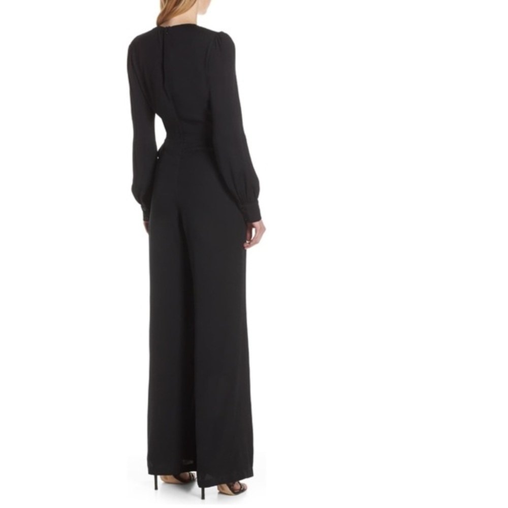 Reformation Molly Black Surplice Wrap Wide Leg long sleeve Jumpsuit Size 6 - Picture 6 of 11
